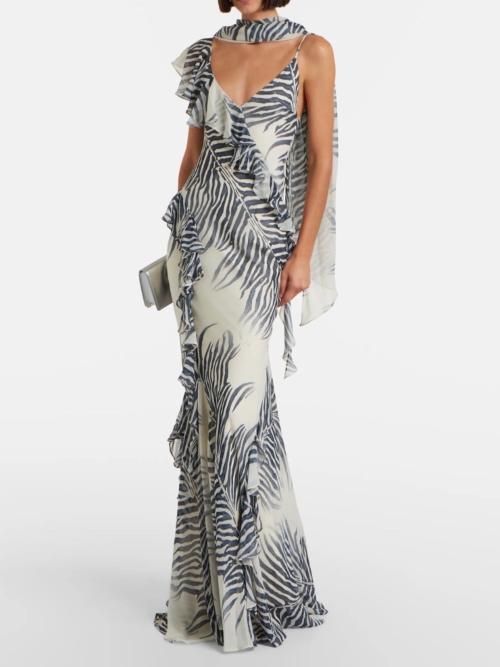 De La Vali Mayara zebra-print georgette maxi dress